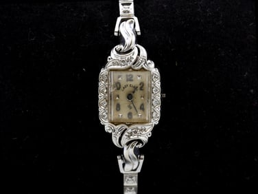 14k WG Diamond Lady Elgin Wristwatch