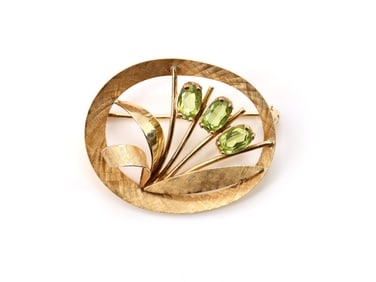 14k YG Peridot Pin