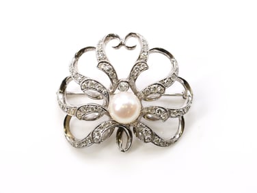 14k WG Diamond Pearl Pin