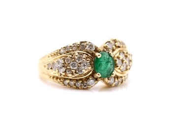 14k YG Emerald Diamond RIng