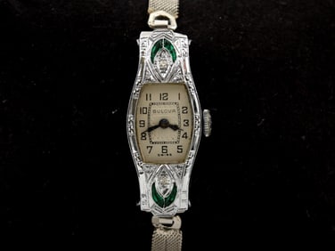 14k WG Diamond Emerald Bulova