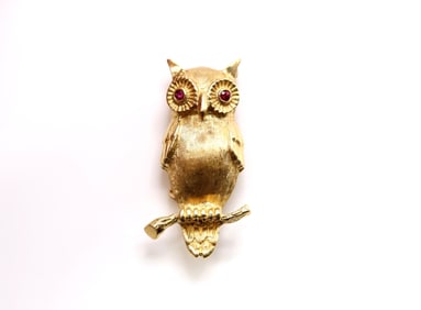 14k YG Owl Pin
