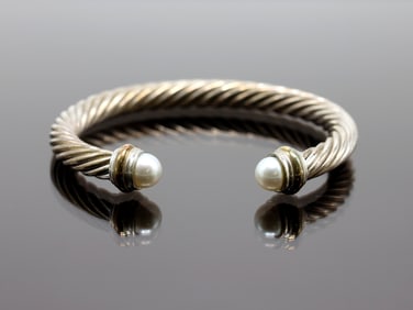 David Yurman Sterling Silver 14k Cable Bracelet
