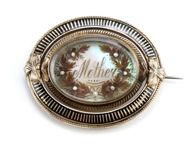 Victorian 10k YG Mourning Brooch