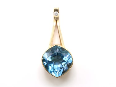14k Diamond and Topaz Pendant