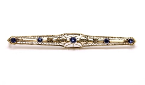 14k YG Sapphire Pin