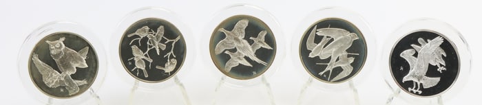 Franklin Mint Sterling Silver Roberts Birds Medallions