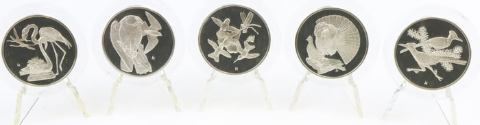 Franklin Mint Sterling Silver Roberts Birds Medallions
