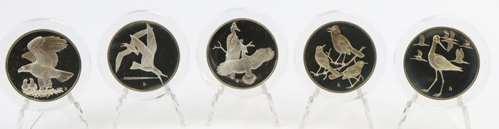 Franklin Mint Sterling Silver Roberts Birds Medallions