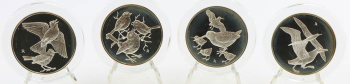 Franklin Mint Sterling Silver Roberts Birds Medallions
