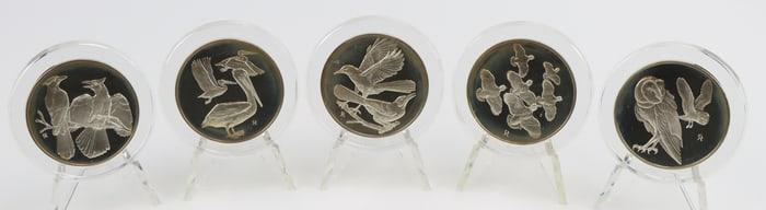 Franklin Mint Sterling Silver Roberts Birds Medallions