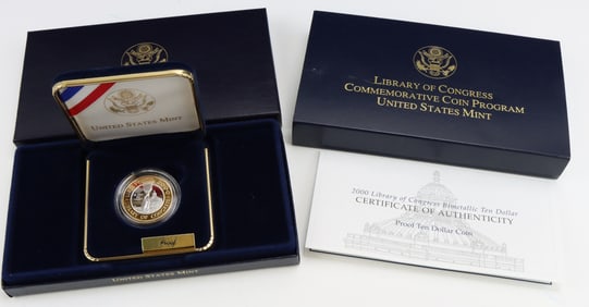 Library of Congress Bimetallic Eagle Ten Dollar Proof Coin
