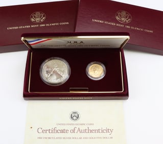 US Mint Gold and Silver Olympic Coin Uncirculated Set