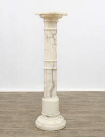 Neoclassical Alabaster Column Pedestal