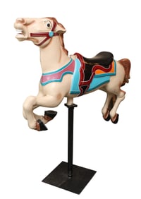 Cast Metal Carousel Horse and Base