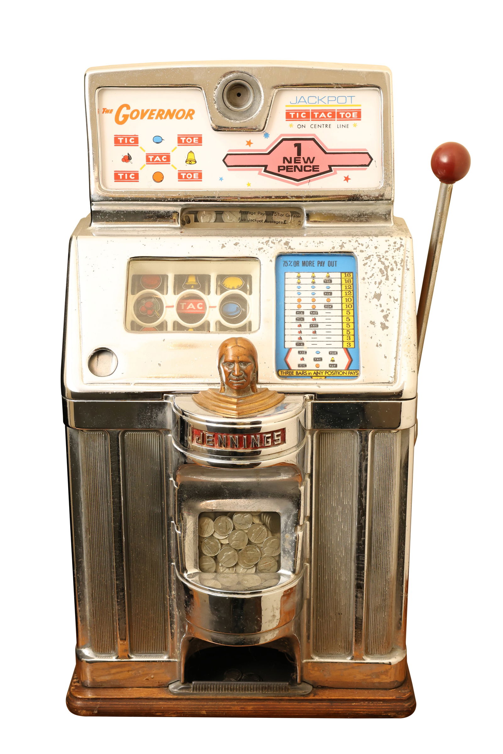 Jennings "The Governor" Tic Tac Toe Slot Machine (1 of 7)