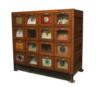 Pine Record Storage Cabinet