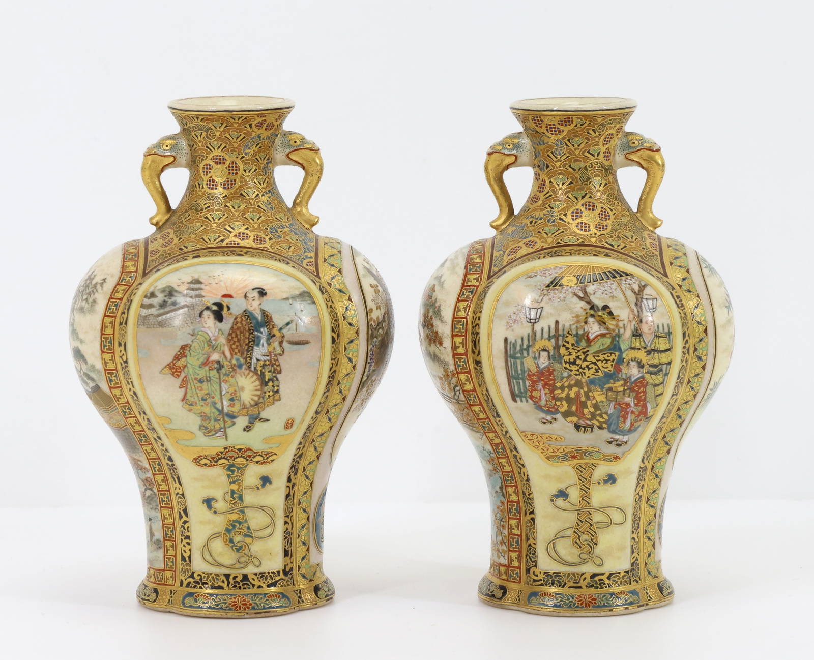 Gyukusho for Taizan Japanese Satsuma Pottery Vases