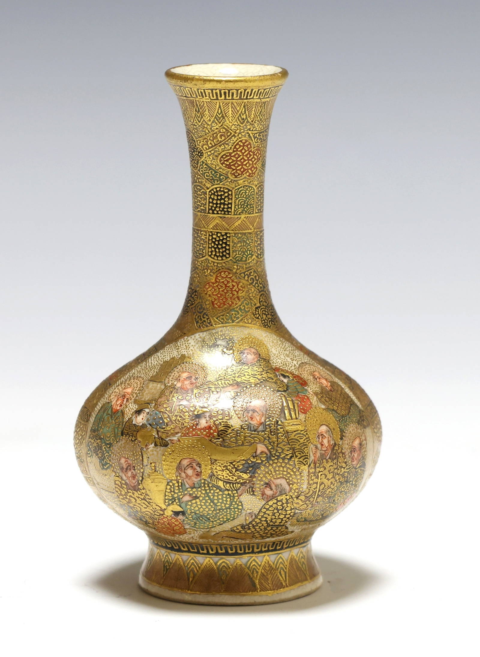 Hododa Japanese Satsuma Pottery Vase