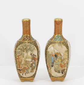 Seikozan Japanese Satsuma Pottery Vases