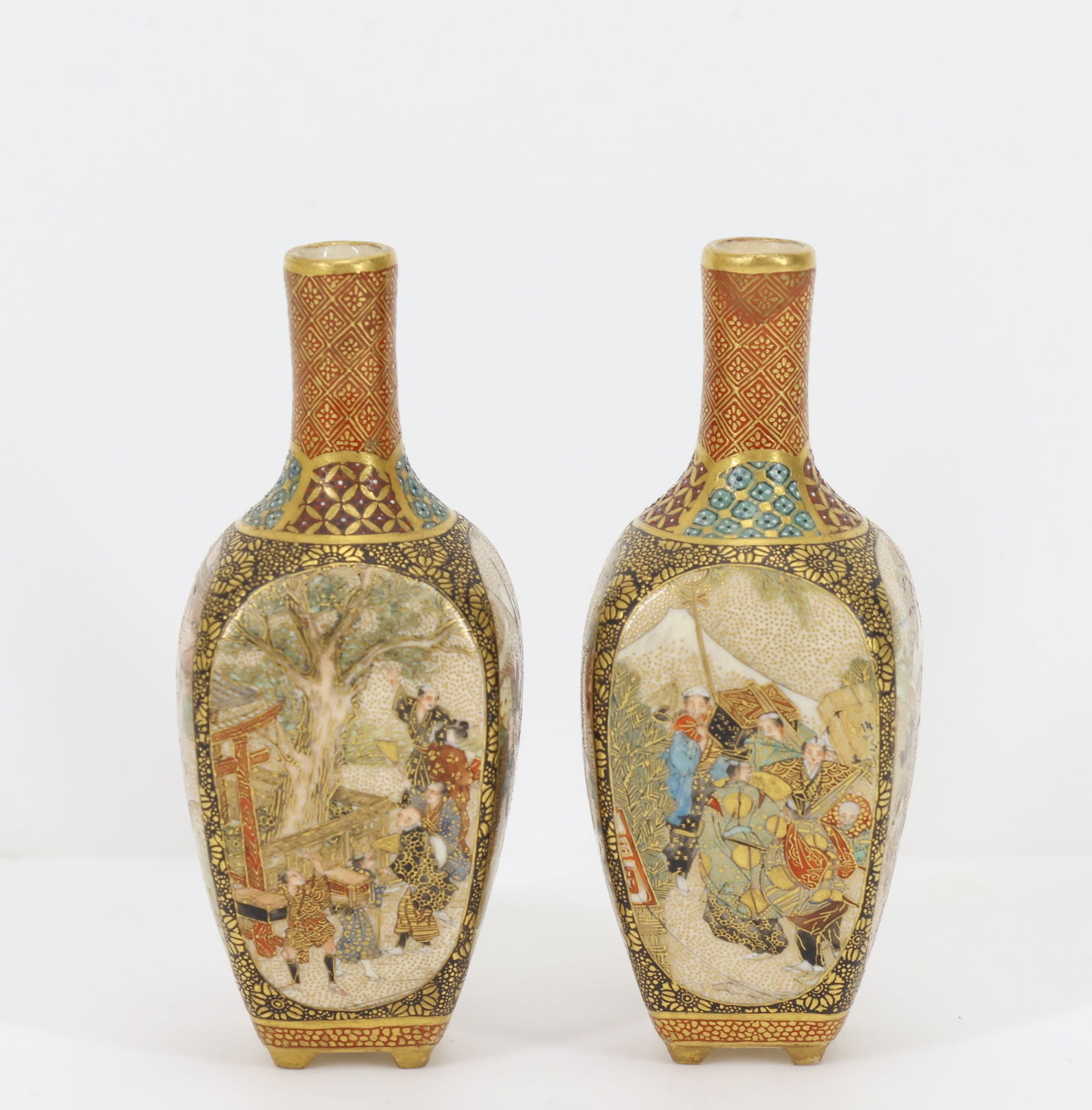 Seikozan Japanese Satsuma Pottery Vases (1 of 6)