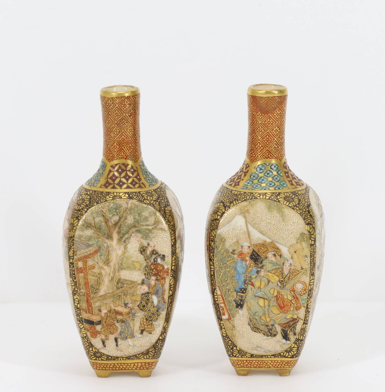 Seikozan Japanese Satsuma Pottery Vases