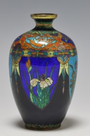 Saito Japanese Ginbari Cloisonne Vase