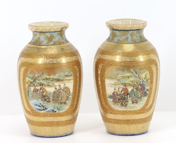 Japanese Satsuma Pottery Vases