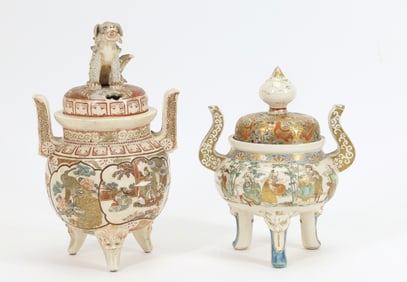 Japanese Satsuma Pottery Koro Censers