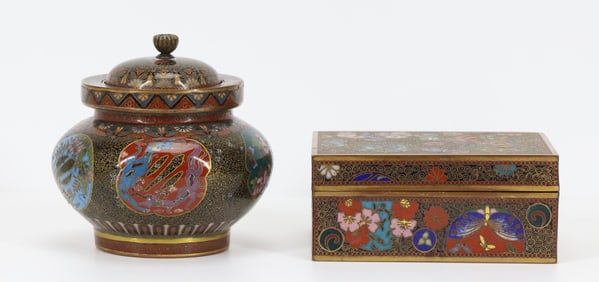 Japanese Cloisonne Censer and Box