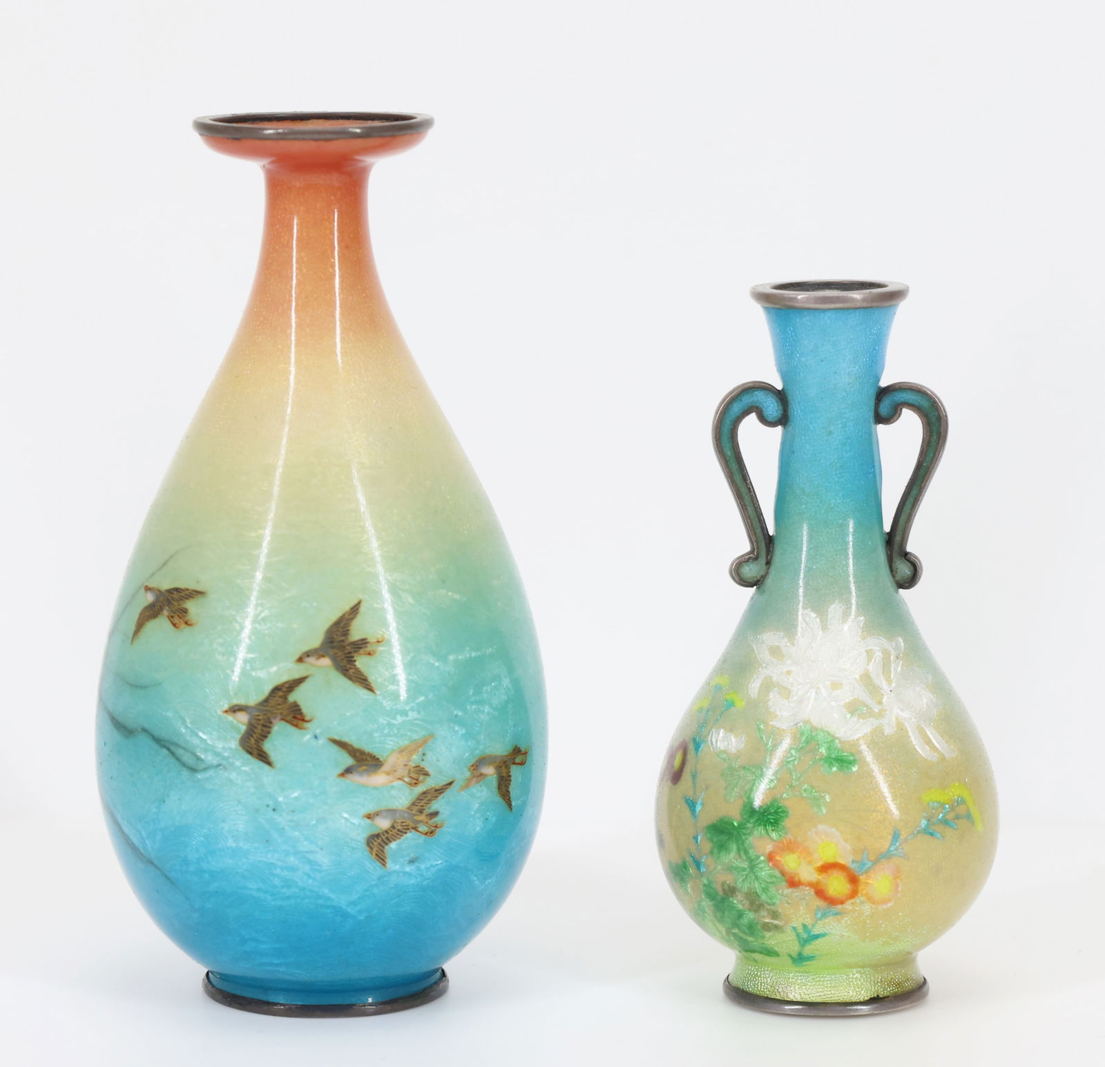 Hattori Tadasaburo Japanese Ginbari Cloisonne Vase With Extra (1 of 6)