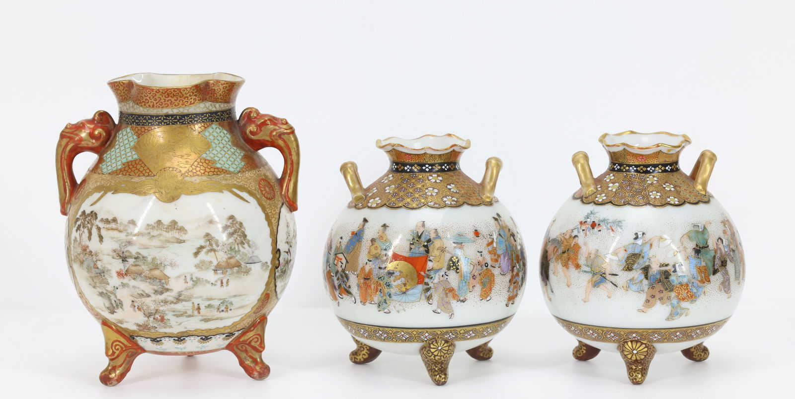 Ishino Ryuzan for Watano Japanese Kutani Porcelain Vases With Extra (1 of 4)