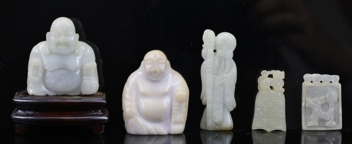 Chinese Carved White Jade Figures and Pendants