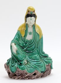 Chinese Shiwan Pottery Guanyin Figure