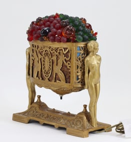 Czech Art Deco Fruit Basket Lamp