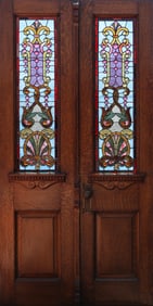 Stained & Leaded Glass Panel Architectural Double Door
