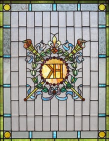 Heraldic Stained & Leaded Glass Window Panel