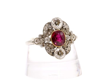 Platinum Ruby and Diamond Ring