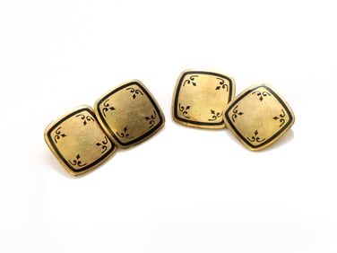 14k YG Enamel Cuff Links