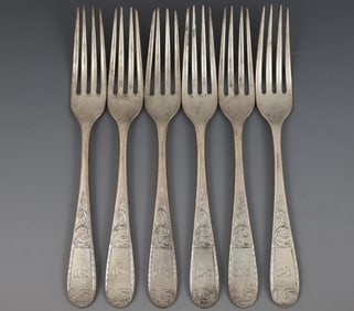 S. Kirk and Son "Mayflower" Coin Silver Forks