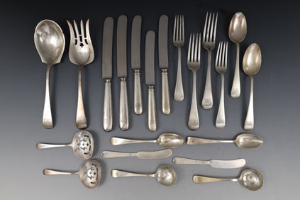 Dominick and Haff "Old English Antique" Sterling Silver Flatware Service for 2