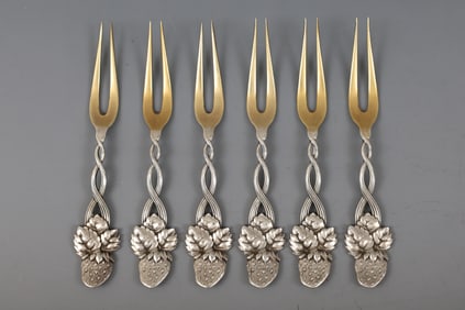 Tiffany Sterling Silver Strawberry Forks