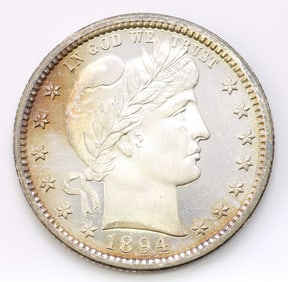 Barber Twenty Five-Cent 1894 Proof