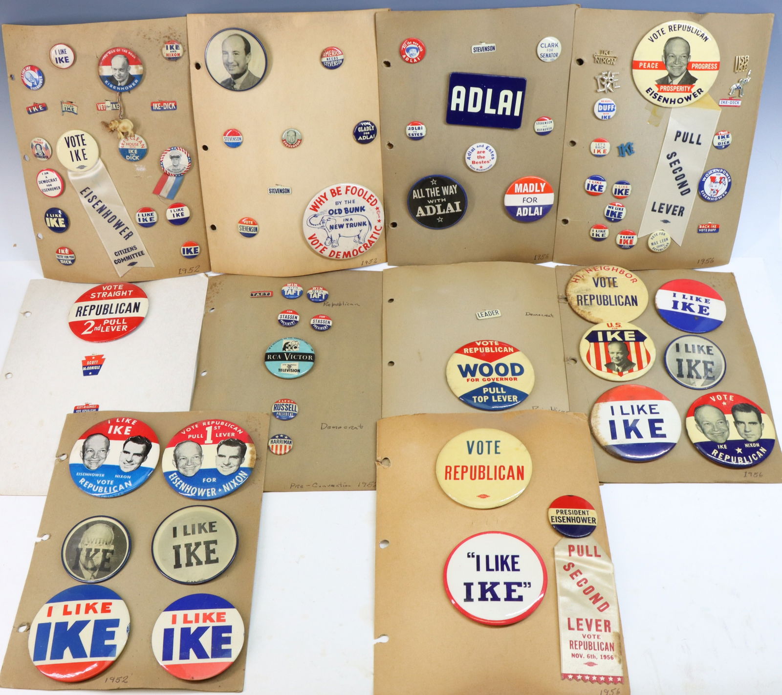 United States Political Pins-1952 & 1956 Presidential Campaigns (1 of 15)