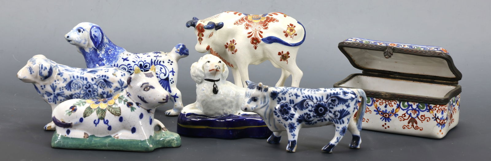 Delft and Faience Animal Figures and Box (1 of 13)