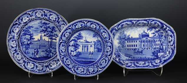 Historic Staffordshire Transfer Plates & Serving Dish