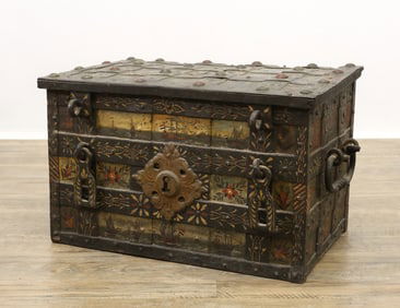 Hand Painted Dutch Iron Bound Strong Box