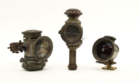 Antique Brass Era Carbide Vehicle/Carriage Lanterns