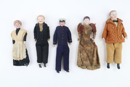 German Bisque Head Dollhouse Dolls