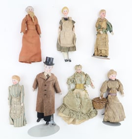 German Bisque Head Dollhouse Dolls